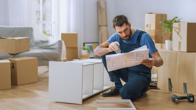 Assembling Furniture in a Living Room